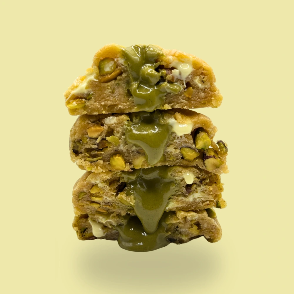 Cookie pistache avec chocolat blanc et crème de pistache – Un cookie croquant et onctueux